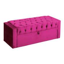 Calçadeira Báu Emma Casal Super King Veludo Luxo Pink - DS Estofados
