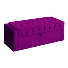 Calçadeira Báu Emma Casal Super King Veludo Luxo Roxo - DS Estofados