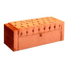 Calçadeira Báu Emma Casal Super King Veludo Luxo Terracota - DS Estofados