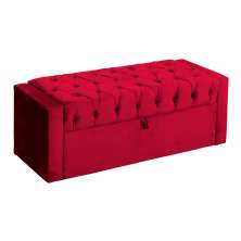 Calçadeira Báu Emma Casal Super King Veludo Luxo Vermelho - DS Estofados