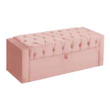 Calçadeira Báu Emma Solteiro Veludo Rosa - DS Estofados