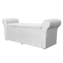 Calçadeira Baú Para Cama Box Casal Queen 160cm Cancun Suede Branco - DS Estofados