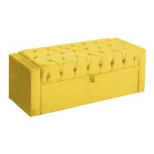 Calçadeira Baú Para Cama Box Solteiro Emma Suede Amarelo - DS Estofados