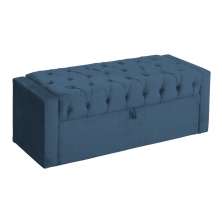 Calçadeira Baú Para Cama Box Solteiro Emma Suede Azul Royal  - DS Estofados