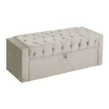 Calçadeira Baú Para Cama Box Solteiro Emma Suede Bege - DS Estofados