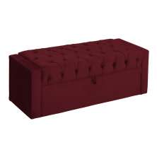 Calçadeira Baú Para Cama Box Solteiro Emma Suede Bordô - DS Estofados