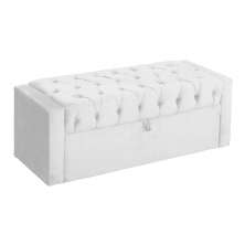 Calçadeira Baú Para Cama Box Solteiro Emma Suede Branco - DS Estofados