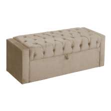 Calçadeira Baú Para Cama Box Solteiro Emma Suede Cappuccino - DS Estofados