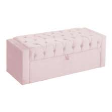 Calçadeira Baú Para Cama Box Solteiro Emma Suede Rosa Bebê  - DS Estofados