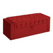 Calçadeira Baú Para Cama Box Solteiro Emma Suede Vermelho - DS Estofados