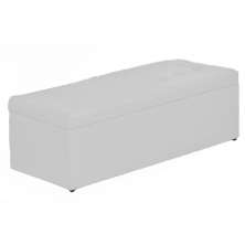 Calçadeira Casal Baú 140cm Toskana Napa Branco - DS Estofados