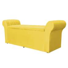 Calçadeira Recamier Baú Cancun Solteiro 90cm Suede Amarelo - DS Estofados