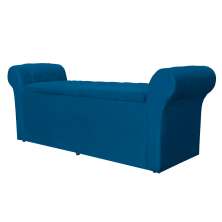 Calçadeira Recamier Baú Cancun Solteiro 90cm Suede Azul Royal - DS Estofados