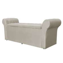Calçadeira Recamier Baú Cancun Solteiro 90cm Suede Bege - DS Estofados