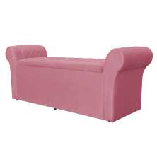 Calçadeira Recamier Baú Cancun Solteiro 90cm Suede Rosa - DS Estofados