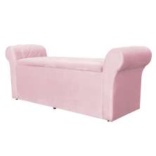Calçadeira Recamier Baú Cancun Solteiro 90cm Suede Rosa Bebê - DS Estofados