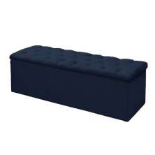 Calçadeira Recamier Baú Casal King 190cm Sofia Suede Azul Marinho  - DS Estofados