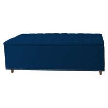 Calçadeira Recamier Baú Casal King 195cm Diana Suede Azul Marinho  - Dellas Store