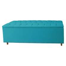 Calçadeira Recamier Baú Casal King 195cm Diana Suede Azul Turquesa  - Dellas Store