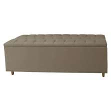 Calçadeira Recamier Baú Casal King 195cm Diana Suede Capuccino  - Dellas Store