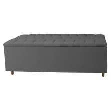 Calçadeira Recamier Baú Casal King 195cm Diana Suede Cinza  - Dellas Store