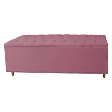 Calçadeira Recamier Baú Casal King 195cm Diana Suede Rosa  - Dellas Store