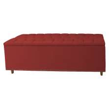 Calçadeira Recamier Baú Casal King 195cm Diana Suede Vermelho - Dellas Store
