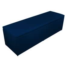 Calçadeira Recamier Baú Casal King 195cm Eva Suede Azul Marinho