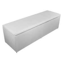 Calçadeira Recamier Baú Casal King 195cm Eva Suede Branco