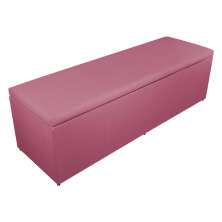 Calçadeira Recamier Baú Casal King 195cm Eva Suede Rosa