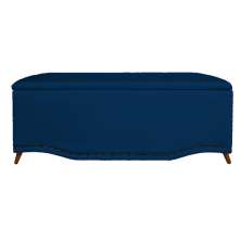 Calçadeira Recamier Baú Casal King 195cm Greta Suede Azul Marinho - DS Estofados