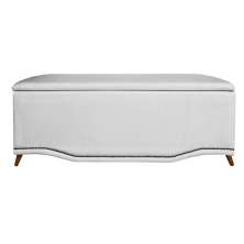 Calçadeira Recamier Baú Casal King 195cm Greta Suede Branco - DS Estofados