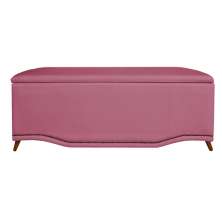 Calçadeira Recamier Baú Casal King 195cm Greta Suede Rosa - DS Estofados
