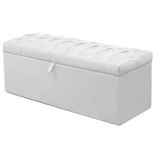 Calçadeira Recamier Baú Casal King 195cm Italia Napa Branco - DS Estofados