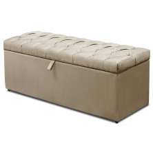 Calçadeira Recamier Baú Casal King 195cm Italia Suede Marfim - DS Estofados
