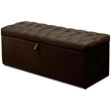 Calçadeira Recamier Baú Casal King 195cm Italia Suede Marrom - DS Estofados