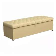 Calçadeira Recamier Baú Casal King 195cm Sofia Napa Bege - DS Estofados