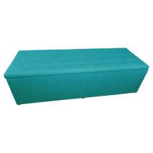 Calçadeira Recamier Baú Solteiro 90cm Juliana Para Cama Box Suede Azul Turquesa - DS Estofados