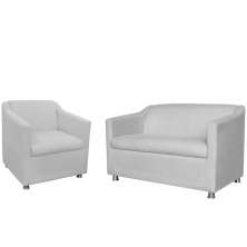 Combo 01 Namoradeira mais 01 Poltrona Decorativa Tilla Pés Cromados Suede Branco - DS Estofados