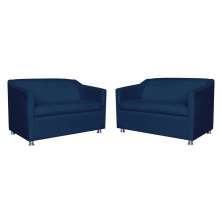 Combo 02 Namoradeira Decorativa Tilla Pés Cromados Suede Azul Marinho - DS Estofados