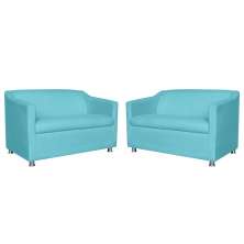 Combo 02 Namoradeira Decorativa Tilla Pés Cromados Suede Azul Turquesa - DS Estofados