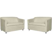 Combo 02 Namoradeira Decorativa Tilla Pés Cromados Suede Bege - DS Estofados
