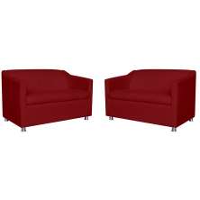 Combo 02 Namoradeira Decorativa Tilla Pés Cromados Suede Bordô - DS Estofados