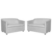 Combo 02 Namoradeira Decorativa Tilla Pés Cromados Suede Branco - DS Estofados