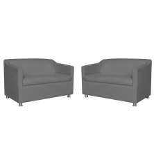 Combo 02 Namoradeira Decorativa Tilla Pés Cromados Suede Cinza - DS Estofados