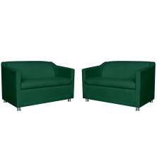 Combo 02 Namoradeira Decorativa Tilla Pés Cromados Suede Verde - DS Estofados