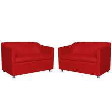 Combo 02 Namoradeira Decorativa Tilla Pés Cromados Suede Vermelho - DS Estofados