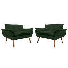 Combo 02 Namoradeira Poltrona Sofá decorativa 02 Lugares Opalla Pés Palito Verde - DS Estofados