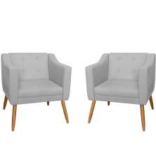 Combo 02 Poltrona Decorativa Lavinia Pés Palito Suede Branco - DS Estofados