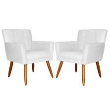 Combo 02 Poltronas Decorativas Onix Suede Branco - DS Estofados